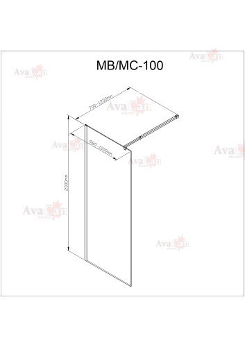 Душевая перегородка AvaCan MC100 MT