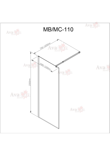 Душевая перегородка AvaCan MB110 MT