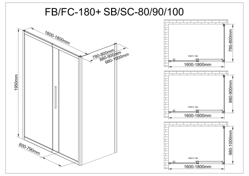 Душевой уголок AvaCan FB 160-180 + SB 100
